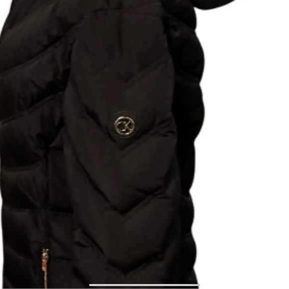 ❌SLD25Calvin Klein Long Down Puffer Coat Black Quilted Hooded Jacket Women’s Lg - Picture 6 of 14